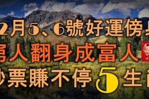 12月5、6號好運傍身，窮人翻身成富人，鈔票賺不停的5生肖！