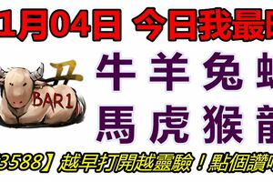 01月04日，今日我最旺！牛羊兔蛇馬虎猴龍！【73588】越早打開越靈驗！點個讚吧！