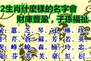 12生肖最適合什麼樣的名字？取這幾個字的人遇見貴人，順風順水，子孫福祉！