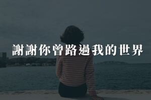 我想對你說：謝謝你曾路過我的世界