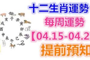 十二生肖運勢：每周運勢【04.15-04.21】提前預知！