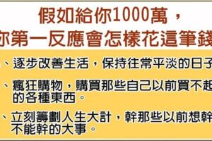 假如給你1000萬，你怎麼花錢，就是什麼命！（太凖了）