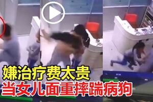 男子嫌治療費太貴　當女兒面重摔踹病狗