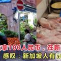 中國網友拿100塊人民幣，去新加坡市場買東西，感嘆：新加坡人有錢，任性！