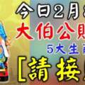 今日2月8日大伯公賜福，五大生肖請接財