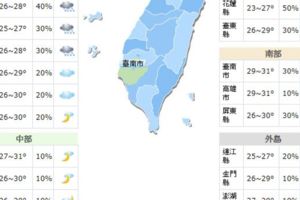 北北基宜大雨特報中秋賞月中南部機率高