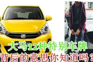 大馬12種特別車牌背後的意思，你知道嗎？