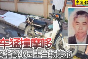 轎車猛撞摩哆勤奮華裔小園主當場斃命