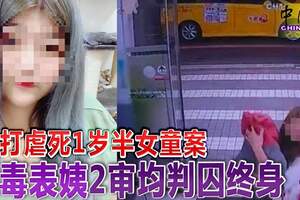 暴打虐死1歲半女童案狠毒表姨2審均判囚終身