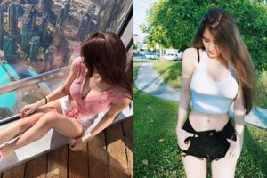 正妹挺渾圓美乳無極限！上帝視角只看見「白皙奶球」中間的超深乳溝！