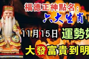 11月15日福德正神點名六大生肖，富貴到明年