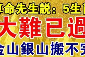 算命先生說：五個生肖大難已過，金山銀山搬不完