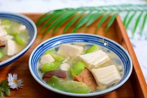 【絲瓜香菇豆腐湯】清爽不油膩，絲瓜豆腐多加一料特別香