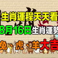 【生肖運程天天看】8月16日生肖運勢 兔、虎、羊大吉