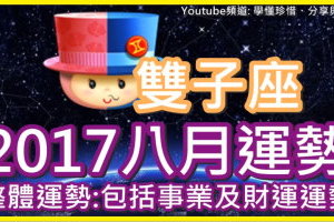 【2017雙子座 八月運勢】整體運勢 包括事業及財運運勢 