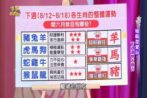 【命運好好玩】8/12~8/18 十二生肖整體運勢 