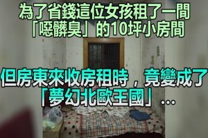 為了省錢這位女孩租了一間「噁髒臭」的10坪小房間，但房東來收房租時，竟變成了「夢幻北歐王國」… 