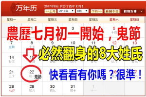 天命所歸， 農曆 七月初一開始，必 定 翻 身 的 8 大 姓 氏 ，迷 信 一 次 吧！越 早 開 啟 越 旺！ 