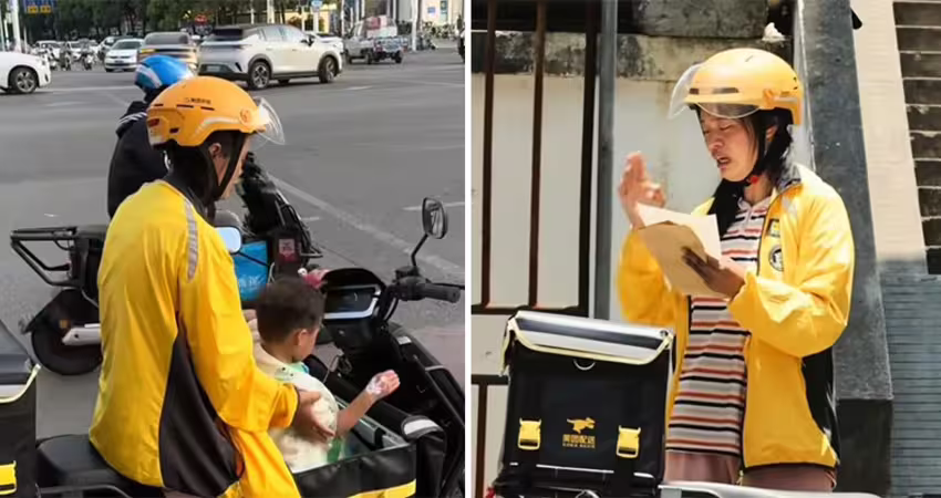 年輕媽「小孩放外送箱」頂高溫跑單！突收一封信淚崩　泣訴背後鼻酸真相