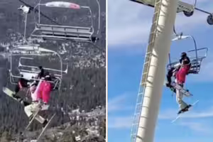 滑雪場乘纜車「女子懸吊半空中」 姐妹死命抓住她 滑雪場乘纜車「女子懸吊半空中」 姐妹死命抓住她