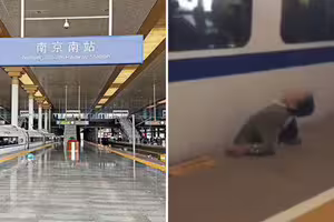 男子橫跨鐵軌　遭活活夾在縫隙
