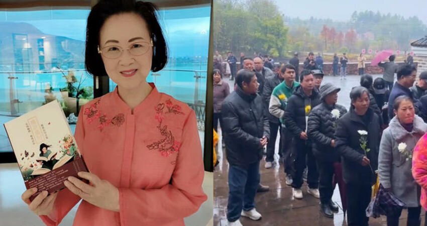 瓊瑤湖南鄉親跨海弔唁 粉絲淋雨拿花排隊送別「最愛阿姨」