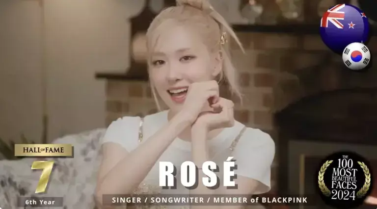 ▲南韓女團BLACKPINK成員的Rosé獲得第7名。（圖／翻攝自TC Candler官方YouTube）