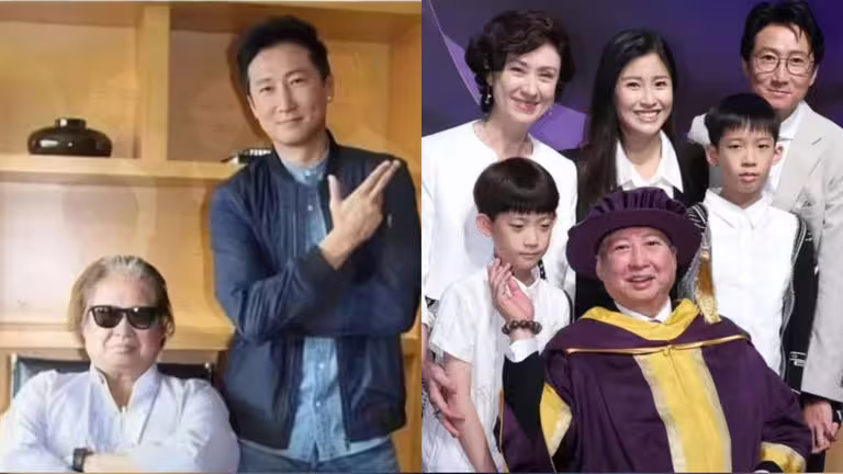 洪金寶曬出全家福,老婆高麗虹(右圖左上)美貌相當搶鏡。(圖/翻攝自抖音) 洪金寶曬出全家福,老婆高麗虹(右圖左上)美貌相當搶鏡。(圖/翻攝自抖音)