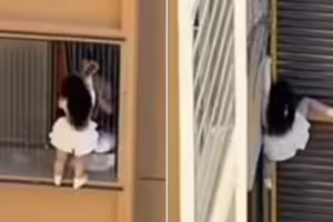 影/正宮突然回家?短裙妹「爬窗脫逃」險打滑摔落 影/正宮突然回家?短裙妹「爬窗脫逃」險打滑摔落