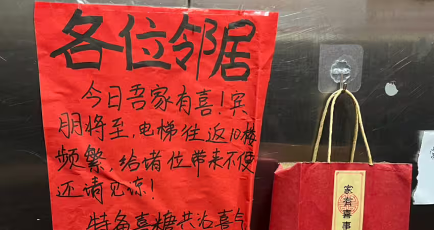 家有喜事！鄰居「電梯發糖」分享喜氣　竟收到「2紙條」網看哭了