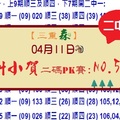 【三重森】「六合彩」04月11日 (第二屆)*叫小賀二碼PK賽NO:5*二中一參考