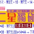 六合彩chchlin二星獨碰？03月20日一顆星!兩顆星!亮了!