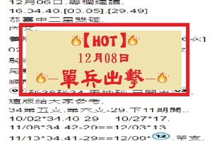 【HOT】12月08日-單兵出擊-