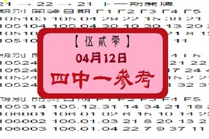 【伍貳零】「今彩539」04月12日 四中一參考