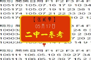 【伍貳零】2017「今彩539」05月17日 二中一參考
