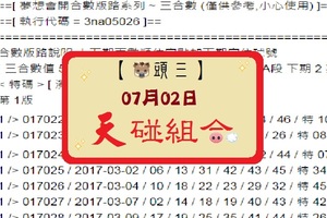 【豬頭三】2017「六合彩」07月02日濛濛豬參考之天碰組合