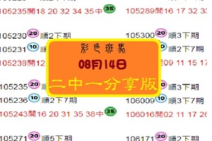 2017彩色斑馬/539今彩 ~08/14二中一參考看麥!!分享版無絕對~