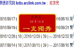 三頭六臂~今彩539~2017/08/16╭紅孩兒一支獨秀╯