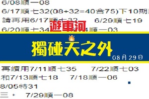 遊車河六合碼報-08月29日-獨碰天之外。