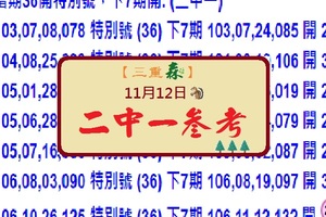 寂靜之森三重森六合碼報~11/12(132)二中一參考。