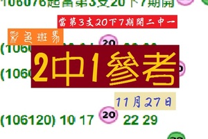 2017今彩2中1參考11月27日彩色斑馬分享版!!