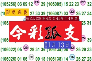 2018今彩孤支~01月13日彩色斑馬分享版!!精彩參考~