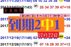 彩色斑馬六合港號到期2中1>2018>>02月22日分享版!!祝大家事事順利~