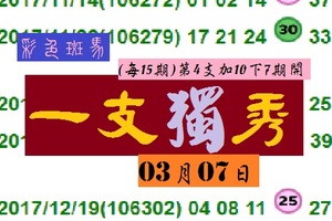 2018今彩539彩色斑馬不間斷一支獨秀分享版!03月07日加油!