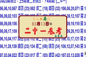 2018寂靜森林專區二中一參考號3/13(026)三重森心水版