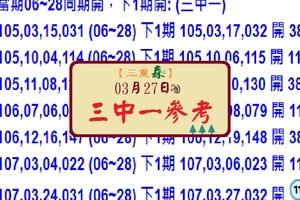 3/27(032)六合彩三中一報哩災三重森葉~一片一片一片片~