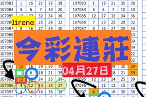 職人專車今彩連莊04月27日lirene心水好康報