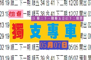 2018續用專車參考今彩539怡貞分享獨支座車車~05月07日