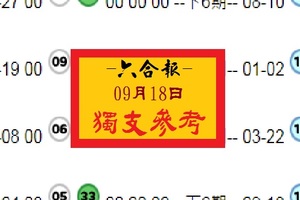 2018六合報爆報獨支09月18日心水版路讚喔~