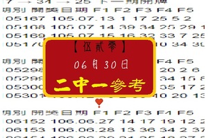 【伍貳零】2017「今彩539」06月30日 二中一參考!!